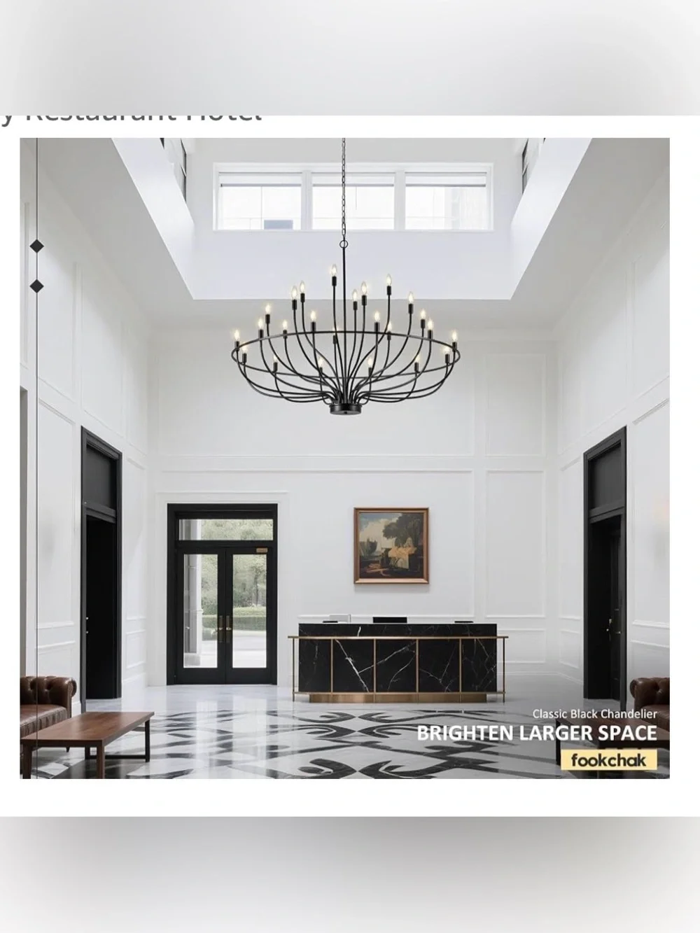 24 years Light Black Chandelier 51'' Large Candle Chandeliers
